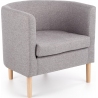 Clubby grey upholstered armchair with wooden legs Halmar