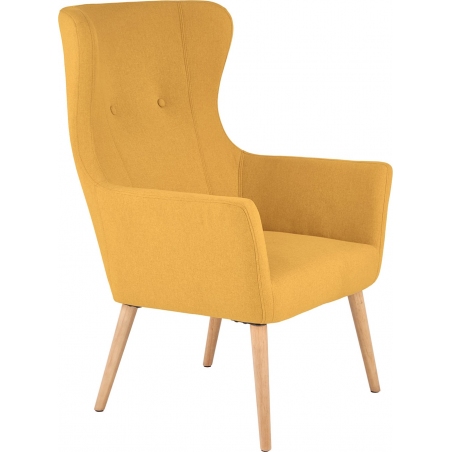 Cotto yellow upholstered armchair with wooden legs Halmar