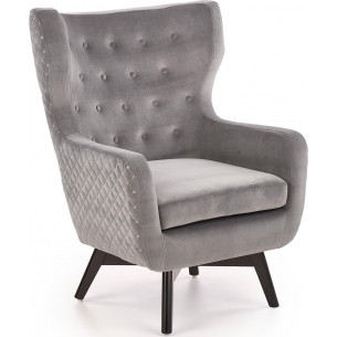 Marvel grey quilted armchair with wooden legs Halmar