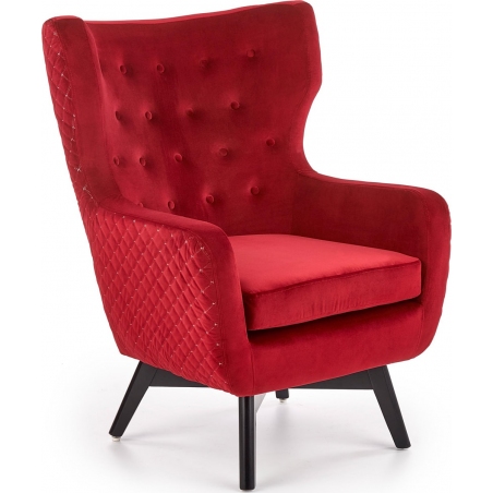 Marvel dark red quilted armchair with wooden legs Halmar