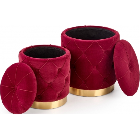 Polly dark red set of glamour pouffes Halmar