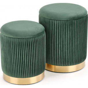 Monty dark green set of glamour pouffes Halmar