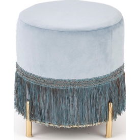 Cosby light blue round pouffe with gold legs Halmar