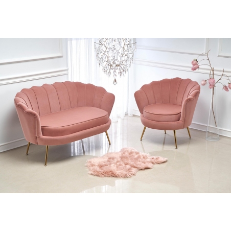 Amorinito Velvet 133 light pink shell sofa with gold legs Halmar