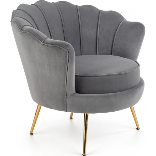 Amorinito grey velvet shell armchair with gold legs Halmar