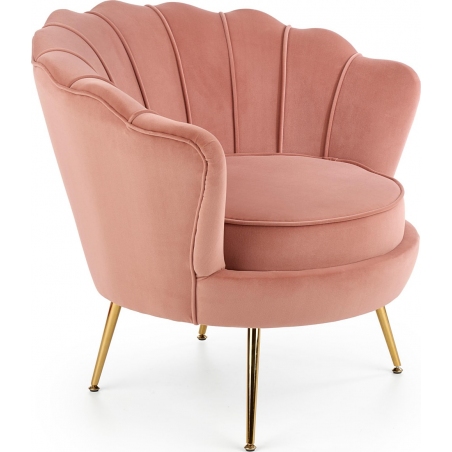 Amorinito pink velvet shell armchair with gold legs Halmar
