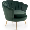 Designerski Fotel "muszelka" ze złotymi nogami Amorinito Velvet Ciemny zielony Halmar do salonu i sypialni.