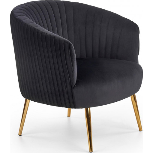 Crown black velvet armchair with gold legs Halmar