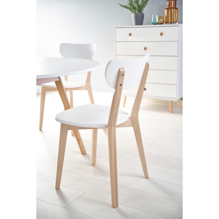 Ruben 102 white&amp;beech round scandinavian extending dining table Halmar