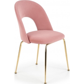Stylowe Krzesło welurowe na złotych nogach K385 Różowy Halmar do jadalni, salonu i kuchni.
