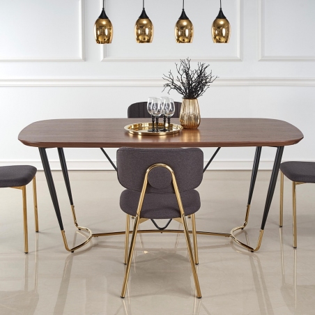 Manchester 180x90 walnut&amp;black rectangular dining table Halmar