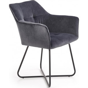 K377 dark grey velvet chair with armrests Halmar