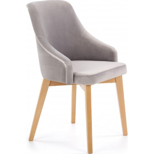 Toledo II grey upholstered chair with wooden legs Halmar