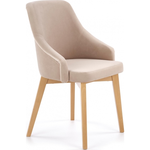 Toledo II beige upholstered chair with wooden legs Halmar