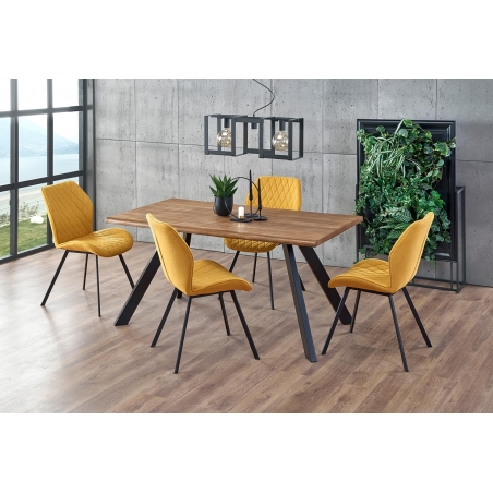 Stylowe Krzesło tapicerowane pikowane K360 Musztardowe Halmar do jadalni, salonu i kuchni.