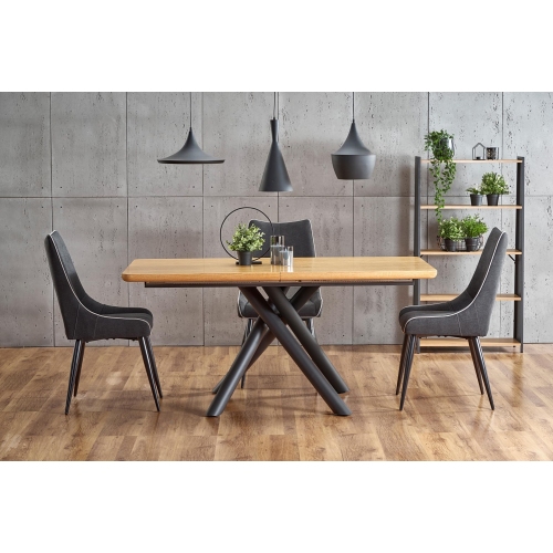 Derrick 160x90 oak&amp;black extending dinning table Halmar