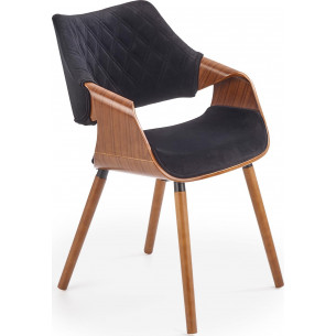 K396 walnut&amp;black velvet chair with armrests Halmar