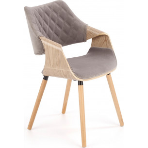 K396 light oak&amp;grey velvet chair with armrests Halmar