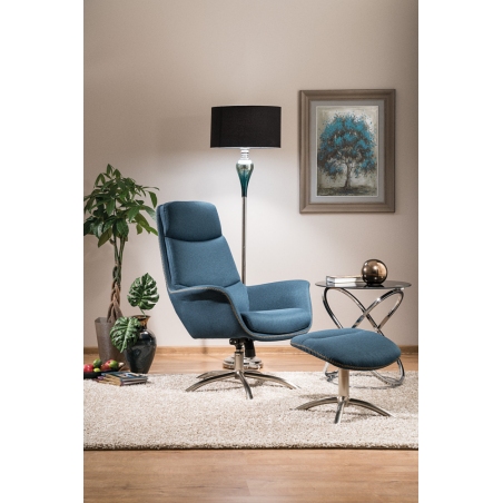 Regan sea-blue upholstered swivel armchair with footrest Signal