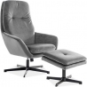 Ford grey velvet armchair with footrest Signal