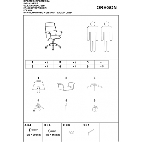 Designerski Fotel gabinetowy obrotowy Oregon Czarny/Orzech Signal do komputera.