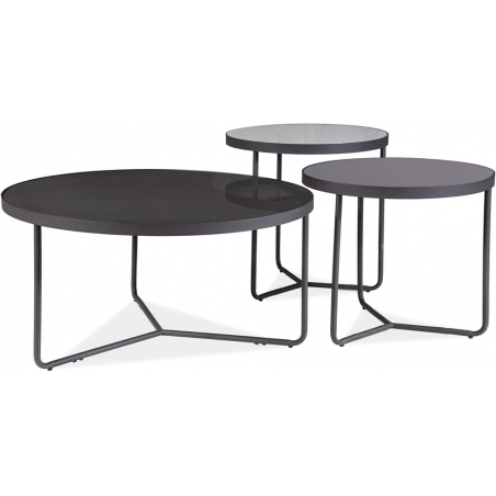 Artemida grey&amp;black set of glass coffee tables Signal