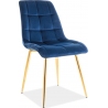 Chic Velvet Gold navy blue quilted chair with gold legs Signal
