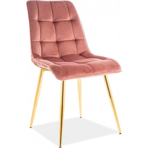 Chic Velvet Gold pink quilted chair with gold legs Signal