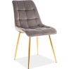 Chic Velvet Gold grey quilted chair with gold legs Signal