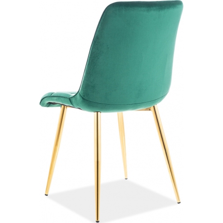 Stylowe Krzesło pikowane na złotych nogach Chic Velvet Gold Zielone Signal do jadalni, salonu i kuchni.