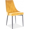 Stylowe Krzesło welurowe pikowane Trix B Curry Signal do jadalni, salonu i kuchni.