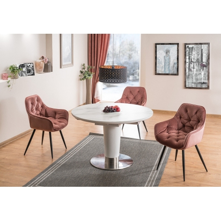Wygodne Krzesło welurowe Cherry Velvet Antyczny róż Signal do salonu, kuchni i jadalni.