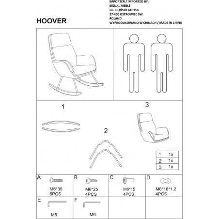 Hoover grey velvet rocking armchair Signal
