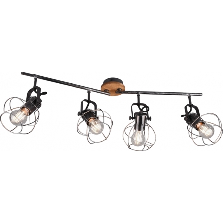 Madras IV old silver&amp;wood ceiling spotlight with 4 lights Trio