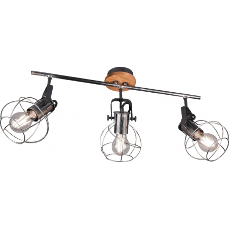 Madras III old silver&amp;wood ceiling spotlight with 3 lights Trio