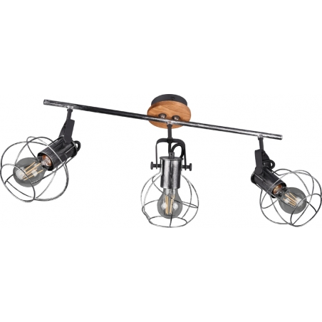 Madras III old silver&amp;wood ceiling spotlight with 3 lights Trio
