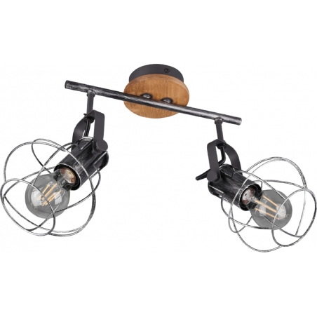 Madras II old silver&amp;wood double ceiling spotlight Trio