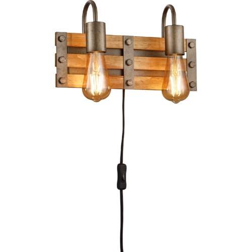 Khan II wood&amp;nickel wooden wall lamp with switch Trio