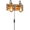 Khan II wood&amp;nickel wooden wall lamp with switch Trio