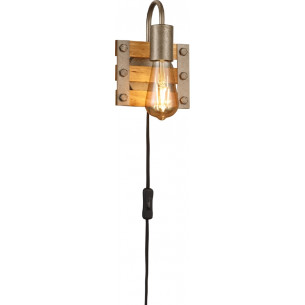 Khan wood&amp;nickel wooden wall lamp with switch Trio