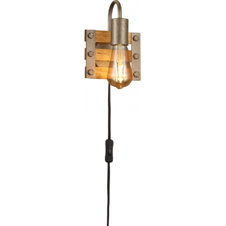 Khan wood&amp;nickel wooden wall lamp with switch Trio