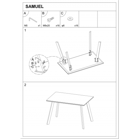 Stylowy Stół prostokątny Samuel 120x80 Biały marmur/Czarny Signal do kuchni, restauracji lub kawiarni.