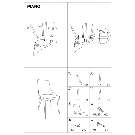 Modne Krzesło welurowe Piano Velvet Granatowe Signal do jadalni, salonu i kuchni.