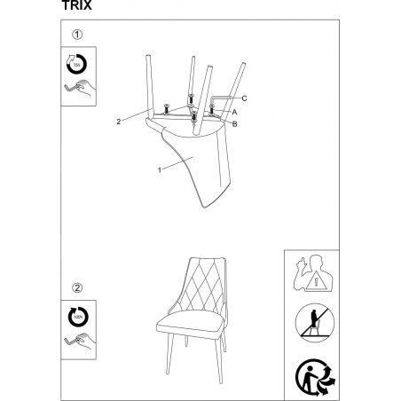 Stylowe Krzesło welurowe pikowane Trix B Czarne Signal do jadalni, salonu i kuchni.