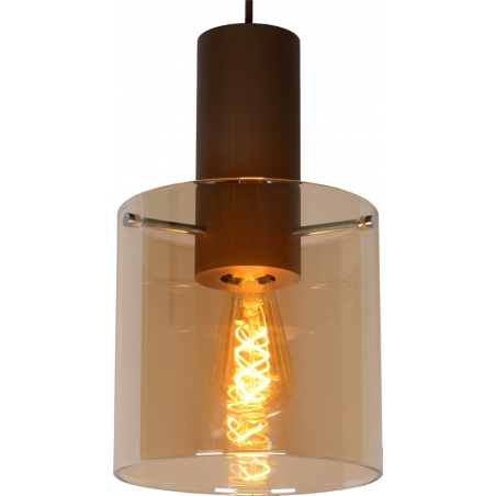 Toledo III Round amber&amp;copper glass pendant lamp Lucide