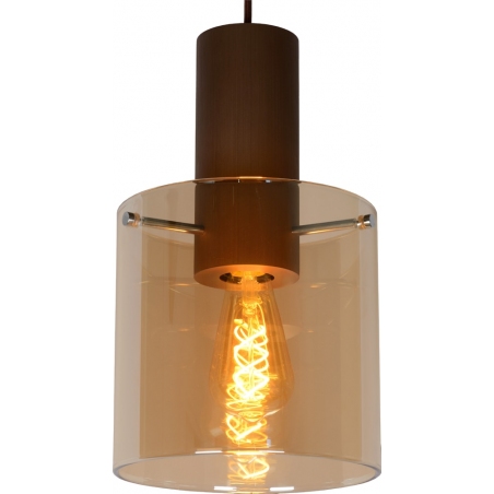 Toledo III Straight amber&amp;copper glass pendant lamp Lucide