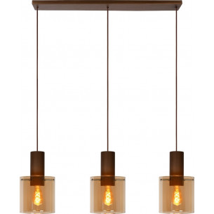 Toledo III Straight amber&amp;copper glass pendant lamp Lucide