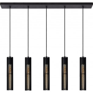 Stylowa Lampa wisząca druciana Lionel V Czarna Lucide nad wyspę do kuchni. 2