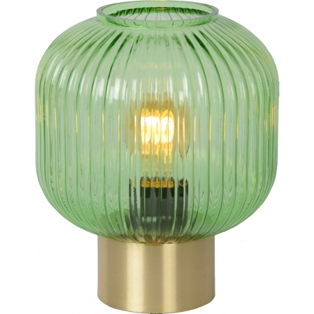 Stylowa Lampa stołowa szklana Maloto Zielony/Mosiądz Lucide do sypialni.