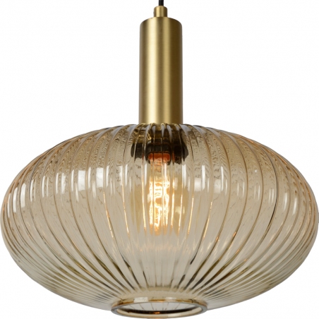 Maloto 30 amber&amp;brass glass pendant lamp Lucide